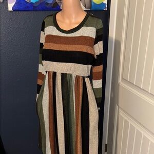 Striped Long Sleeve Sweater Dress